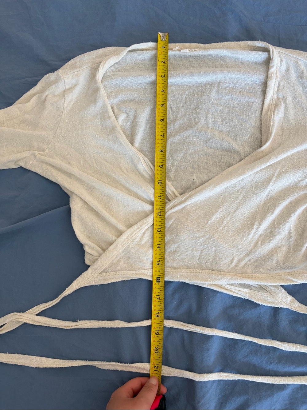 Ozma of California Women's Cream Wrap Crop Top Silk Noil - Picture 3 of 4
